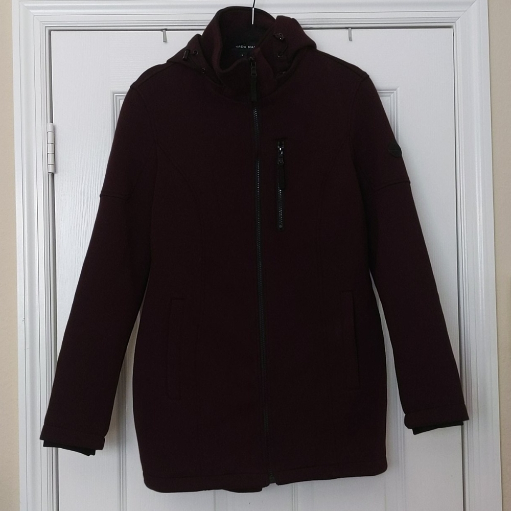 ANDREW MARC Eggplant Hooded Coat